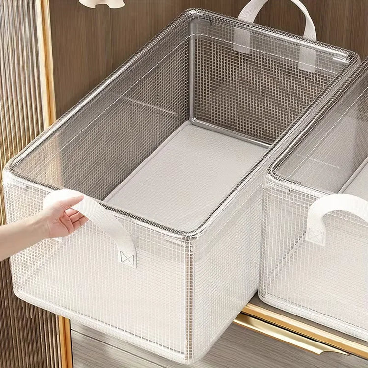 1 Pc Transparent PVC Solid Steel Frame Storage Box,waterproof,underwear Storage Basket,suitable for Home and Dormitory Use