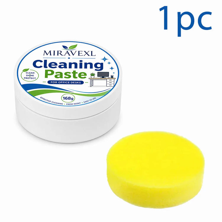 Office Desk Cleaning Paste with Sponge, Multi Surface Stain Cleaner Furniture Polish Cream for All Wooden Plastic Office Desktop
