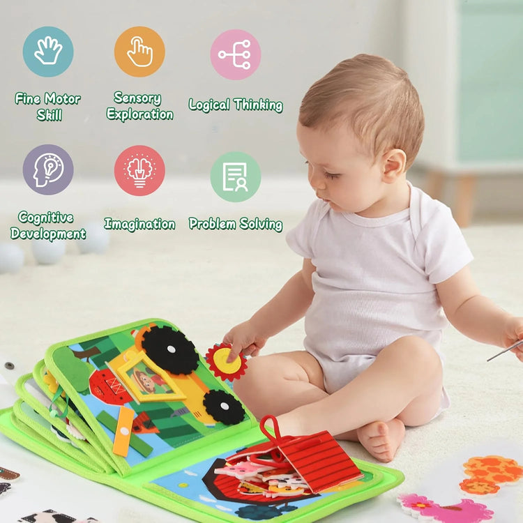 Baby Toys Busy Book for 1 2 3 Year Old, Toddlers Montessori Farm Busy Book