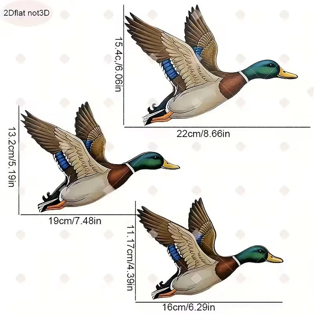 3Pcs Mallard Duck Wooden Wall Decor, Flying Duck Wall Art for Rustic Home Decoration