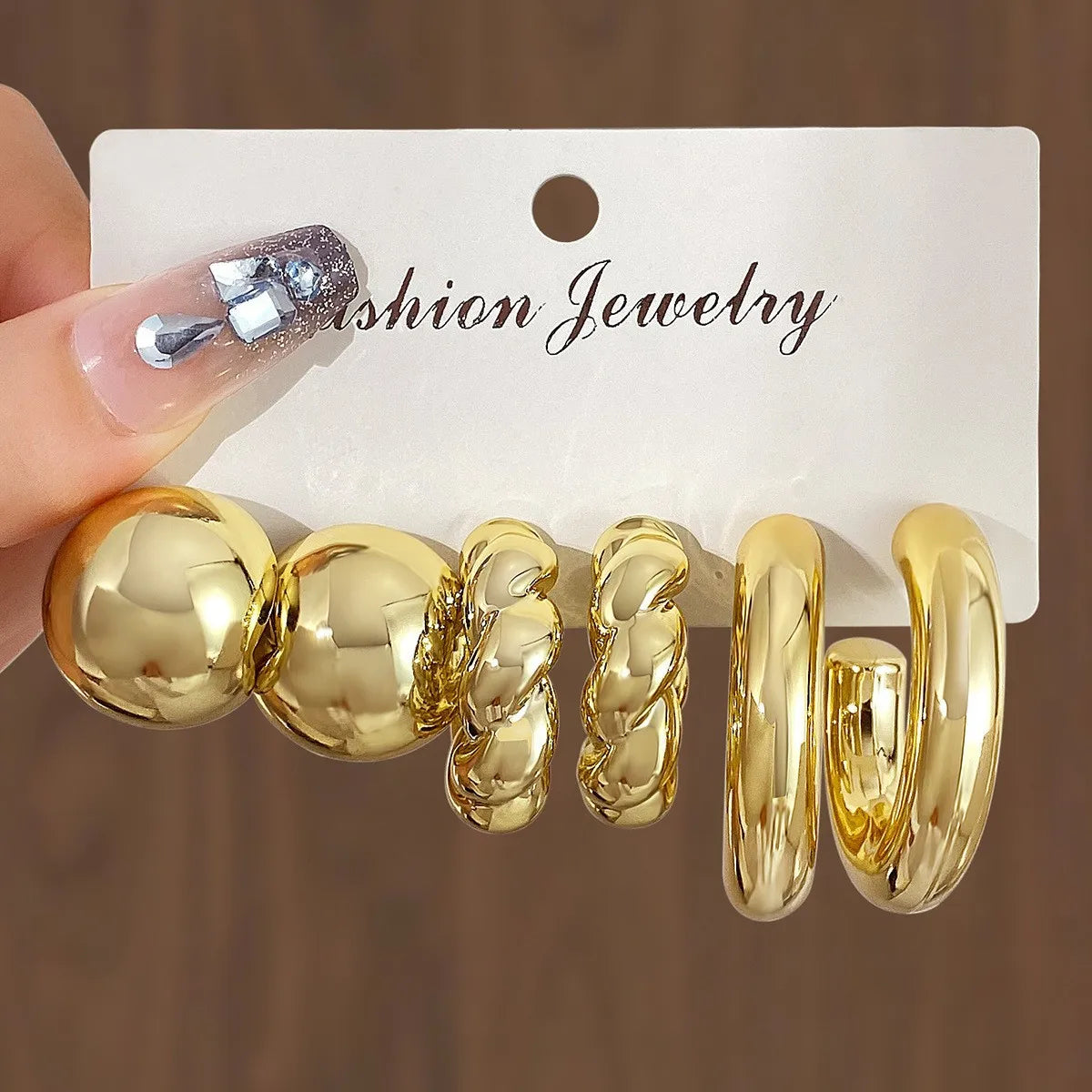 LATS 6pcs/set Chunky Gold Plated Vintage Minimalist Smooth Circle Hoop Earring Set for Women Bohemia Fashion Jewelry Gifts