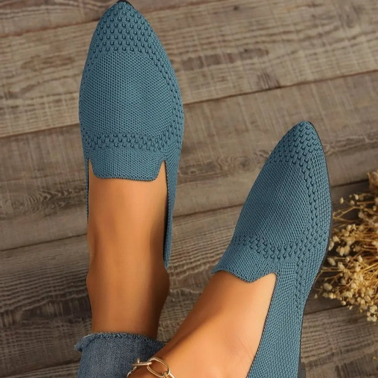 Autumn New Outwear Solid Color Oversized Shallow Cut Shoes Women's Knitted Comfort Flat Shoes Women
