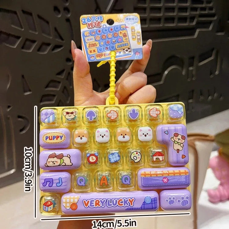 In Stock /26Grid Keycap /;Clicker Anti Stress Fidget Keyboard Keychain Decompression Button Cartoon Party Favor Gift 26구 키캡 키링