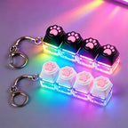 NEW LED Keyboard Keychain Fidget Toys Crystal Clicker Sensory Toy for Stress Relief Keyboard Keychain Fidget Toy for Adults Kids