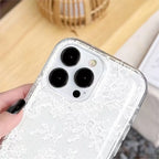 Elegant Romantic White Lace Pattern Phone Case For iPhone 17 Pro Air 16 15 14 13 12 11 Pro Max 7 8 Plus SE2 16E Soft Clear Cover