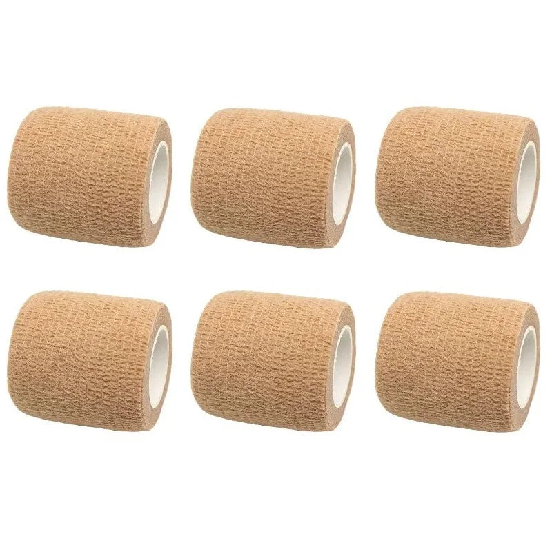6 Rolls 5cm*4.5m Disposable Self-Adhesive Elastic Bandage with Handle Tube Tattoo Accessories Gauze Tape for First Aid Tools