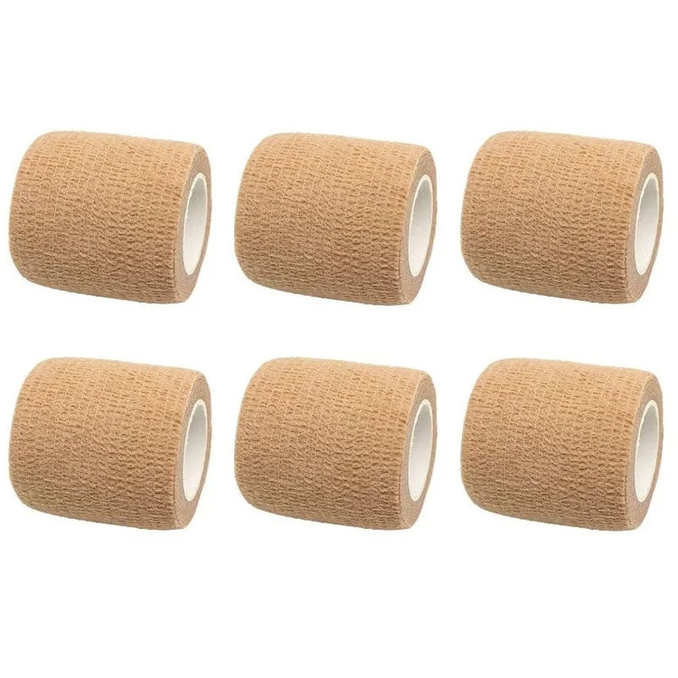 6 Rolls 5cm*4.5m Disposable Self-Adhesive Elastic Bandage with Handle Tube Tattoo Accessories Gauze Tape for First Aid Tools