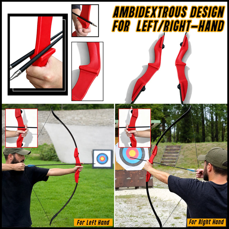 Archery Recurve Bow 53" Standard Set for Adults 20 30 40lb, Takedown Archery Kit for Beginners Right & Left Handed Outdoor Target Practice & Training, Adult Beginners to Advanced Outdoor Target Practice,Red