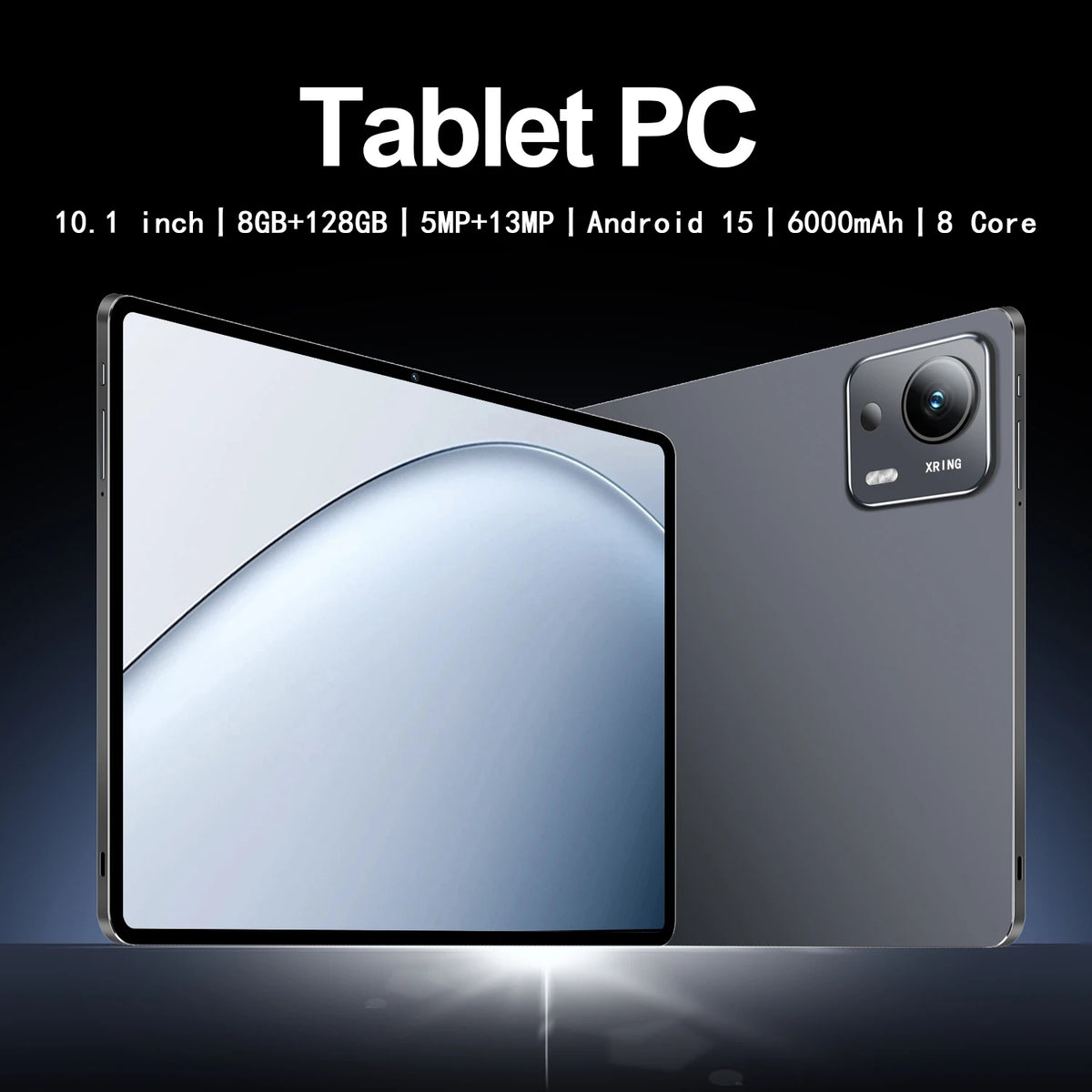 2026 Upgraded 10.1" Android 15 Tablet, Octa-Core 8GB+128GB, WiFi 6, 1280*800 IPS Screen, 5MP+13MP Dual Cameras, 6000mAh Battery