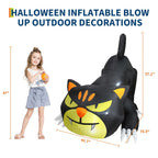 7ft Lighted Halloween Inflatable Black Cat Waterproof LED Outdoor Yard Decor for Garden Lawn and Trick or Treat Events Blow Up Holiday Party Spooky Night Display Prop Supplies