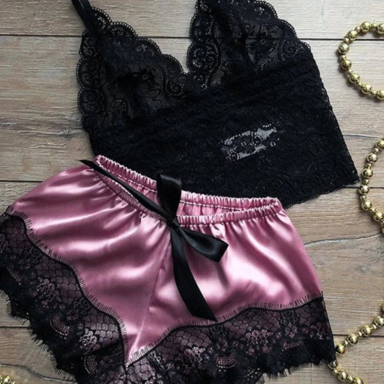 Pajama Sets Sexy Pajamas for Women 2 Pieces Top Shorts Set Sleepwear Clothes Lace Pajamas Underwear Lingerie