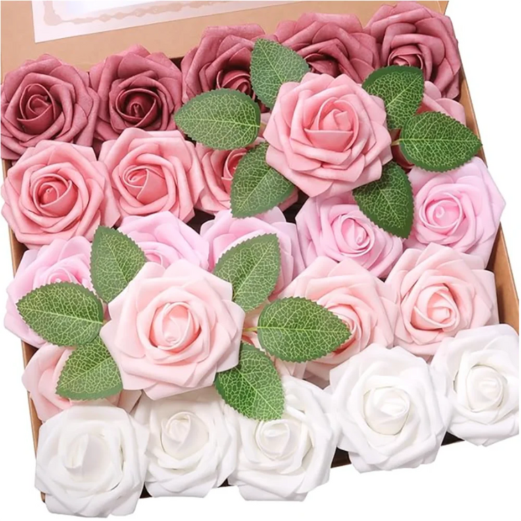 10~100pcs Rose Artificial Flowers Foam Fake Roses Wedding Bouquets Centerpieces Mothers Day Valentines Gifts Party Decoration