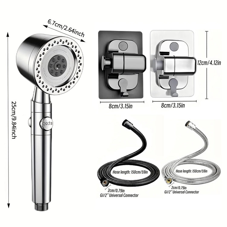 5 Modes Spray Water Saving Shower Head ABS Handheld Spa Showerheads Large Flow Portable Bathroom Filter Shower Faucet Nozzle Set