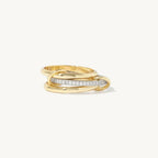 LATS Two-Color Three-Ring 14K Gold Plating Copper Ring for Women Ins Style Stacking Jewelry Fashion Accessories