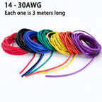 14/16/18/20/22/24/26/28/30 AWG Silicone Electric Wire 3 Meter/10ft- Soft, Flexible Tin-Copper Wire High Temperature Resistant