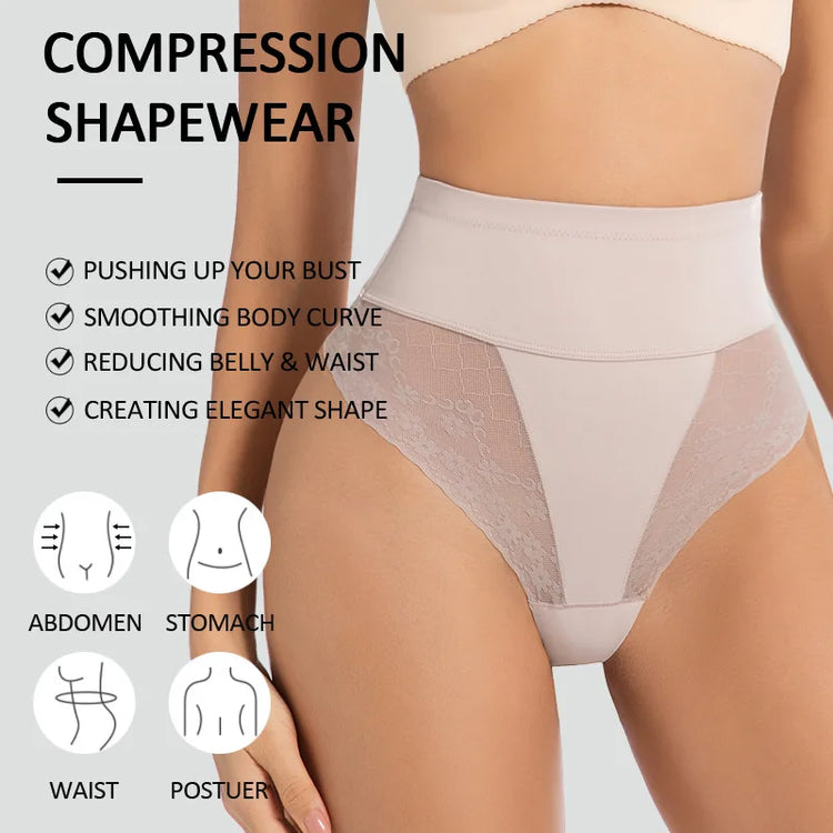 Women's Shapewear Thong Panties High Waist Flat Belly Butt Lifter Body Shaper Slimming Underwear Postpartum Belly Shaping Panty