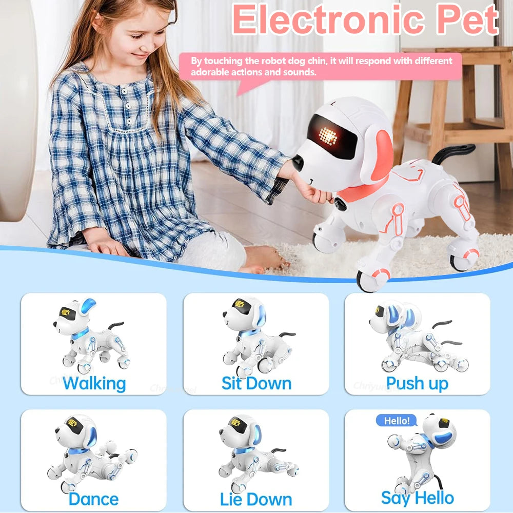 RC Robot Dog Electronic Stunt Pet Interactive Touch Programmable Smart Walking Dancing Kids Birthday Gift for Kids Boys Girls