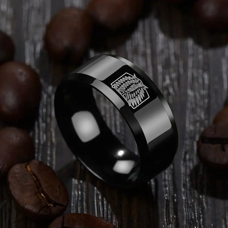 Anime Trendy Charm Attack on Titan Investigation Corps Logo Ring Wings of Freedom  rings Levi Mikasa Ackerman Party Jewelry