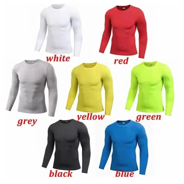 1pcs Men's Long-sleeved Thermal Underwear Male Thin Tight Fitting Fast Dry Elastic Fitness Tops Man Autumn Winter Sprots Wear