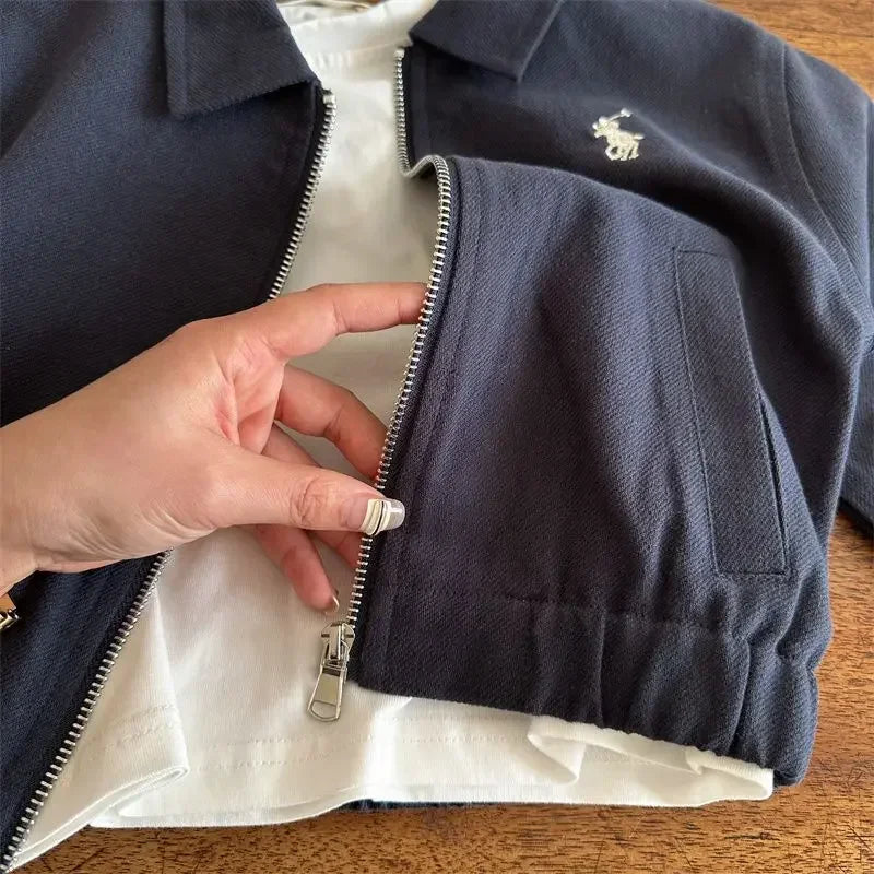 2-7Y Children's Cotton Coat 2025 Spring Boys Girls Japanese Embroidered Flip Collar Jacket Baby Short Zipper Autumn Shirt