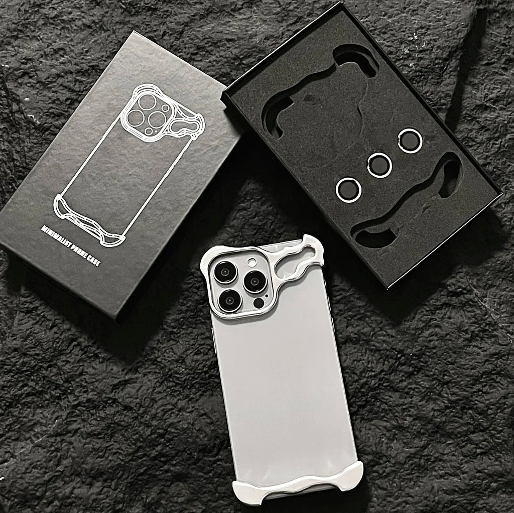 Irregular Metal Bumper Phone Case For iPhone Air 13 14 15 16 17 18 Pro Max Plus Lens Film Protect Bare Aluminum Shockproof Cover