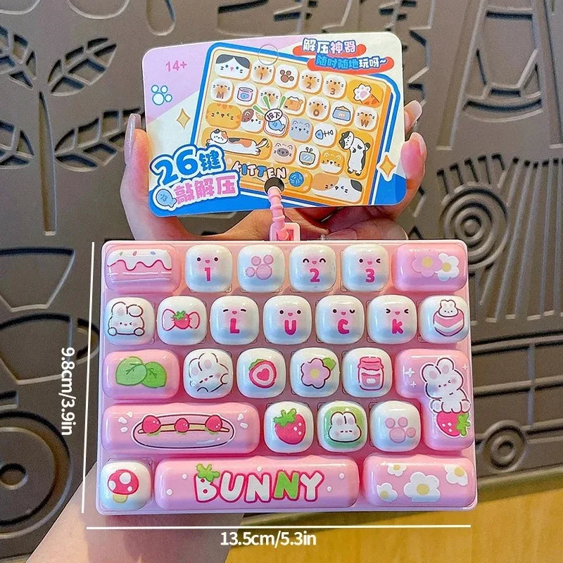 In Stock /26Grid Keycap /;Clicker Anti Stress Fidget Keyboard Keychain Decompression Button Cartoon Party Favor Gift 26구 키캡 키링