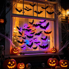 Halloween Bats Decorations,3D Pvc Bat on The Wall,Black Bats Wall Stickers,Halloween Scary Props