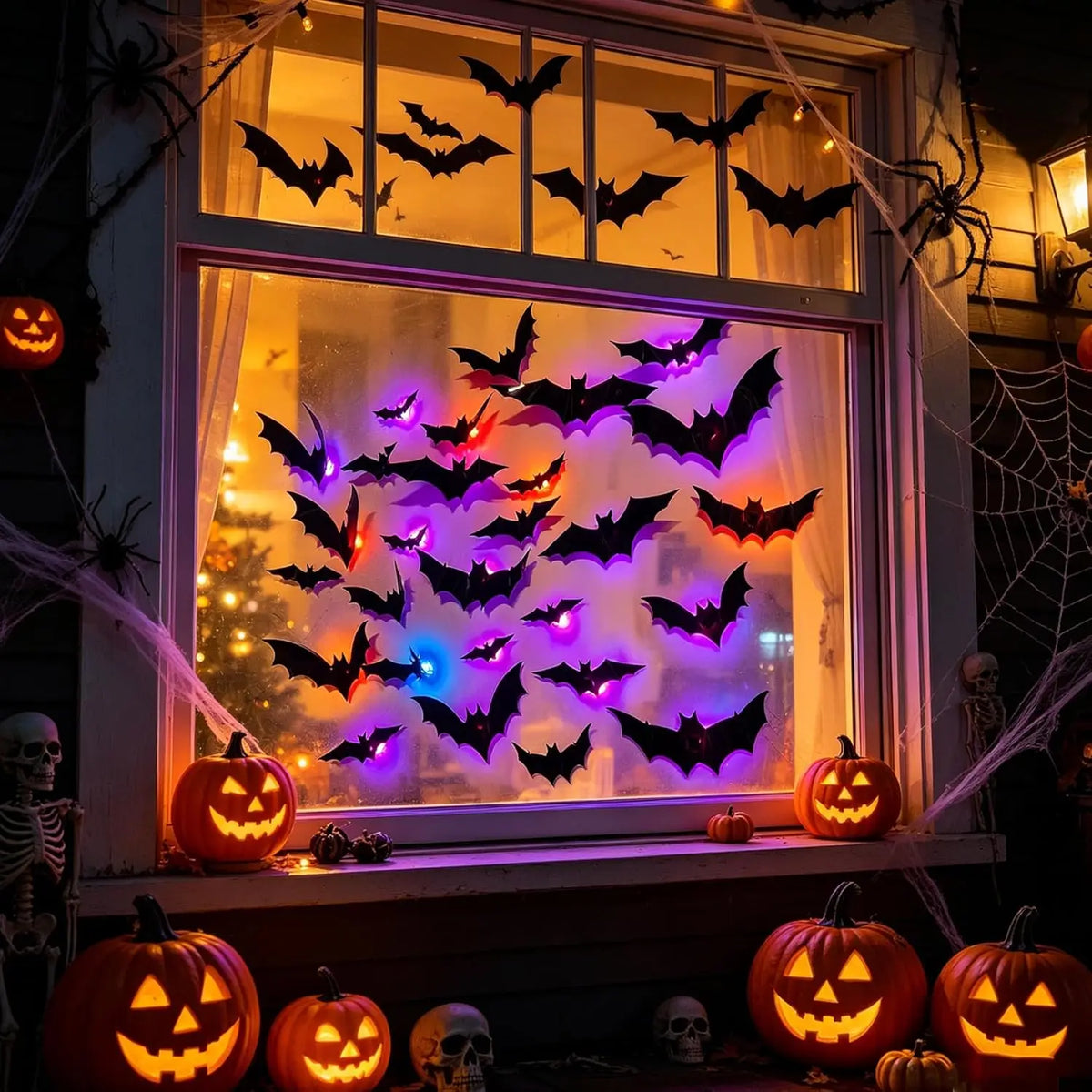 Halloween Bats Decorations,3D Pvc Bat on The Wall,Black Bats Wall Stickers,Halloween Scary Props