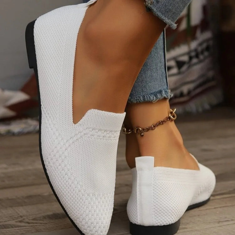 Autumn New Outwear Solid Color Oversized Shallow Cut Shoes Women's Knitted Comfort Flat Shoes Women