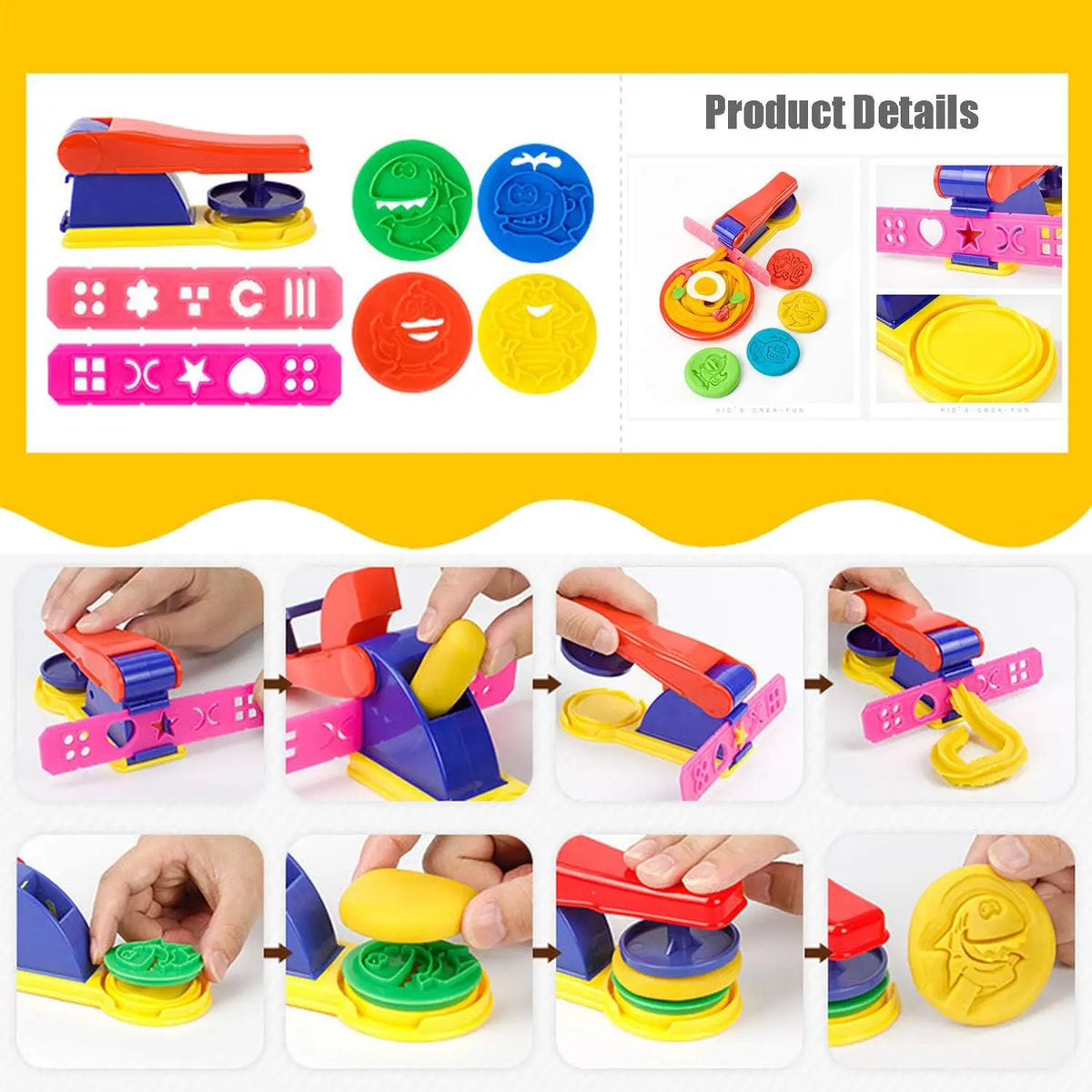 Plasticine Model Playdough Tools Set for Kids 3D Syringe Roller Impression Moulds Play Dough Tools Kit Clay Craft Toys Gift