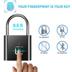 Smart Fingerprint Padlock Waterproof Fingerprint Keyless Door Lock Type C Rechargeable Security Padlock for House
