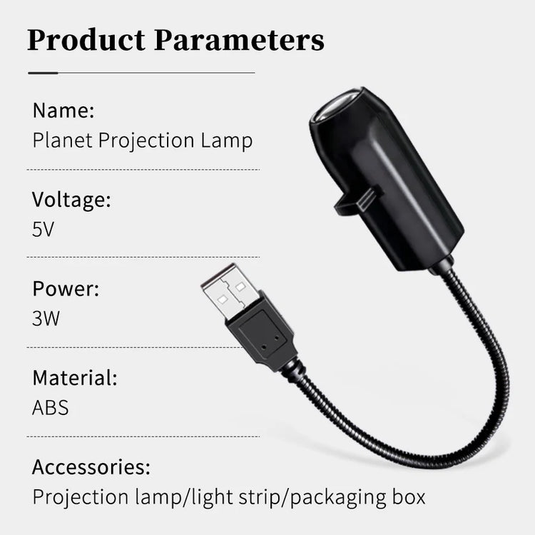 Galaxy Projector USB Star Planet Slides 360 Adjustable Gooseneck Night Light Car Bedroom Ceiling Astronaut Decoration Home Decor