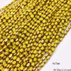 4x7mm 50pcs/lot Briolette Oval Glass Beads Plating Gold Color Crystal Glass Loose Spacer Beads For Beads for Jewelry Making DIY
