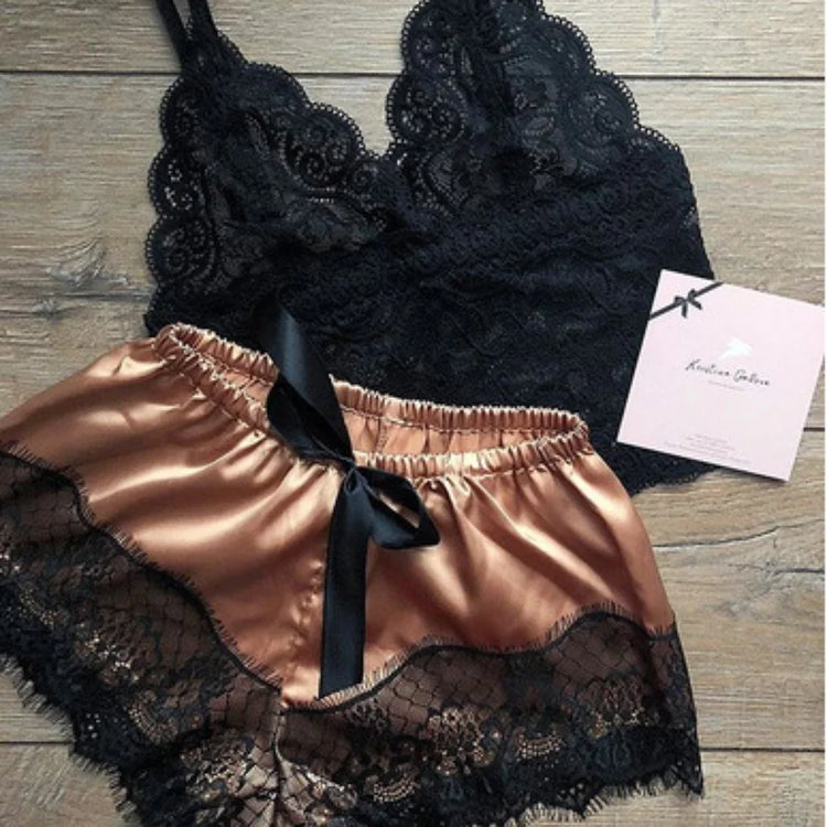 Pajama Sets Sexy Pajamas for Women 2 Pieces Top Shorts Set Sleepwear Clothes Lace Pajamas Underwear Lingerie