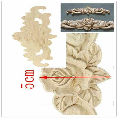 Carving Natural Wood Appliques For Furniture Cabinet Unpainted Wooden Mouldings Decal Vintage Home European Furniture Decor