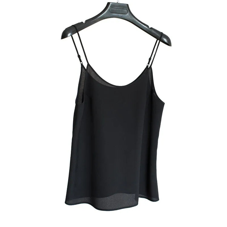 Women's 100% Mulberry Silk Camisole, Suitable for Wearing Outside or as an Inner Layer, with Adjustable Shoulder Straps
