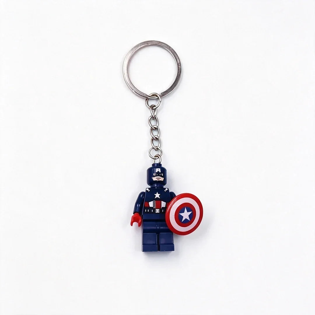 Kawaii  Building Block Minifigure Keychain,Iron Man Spider-Man Superman Key Ring,Backpack Pendant,Birthday Gift