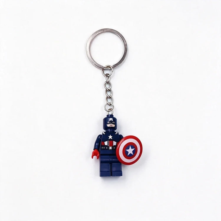 Kawaii  Building Block Minifigure Keychain,Iron Man Spider-Man Superman Key Ring,Backpack Pendant,Birthday Gift