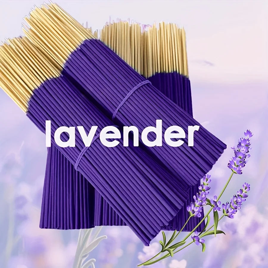 Available in 57/129/299 Pieces, Lavender Premium Incense Sticks, 8.66 Inches - 30~40 Minutes Burning Time, Light Fragrance, Suitable for Home, Kitchen and Restaurant Decoration, Suitable for Home Office Odor Removal, Long-Las