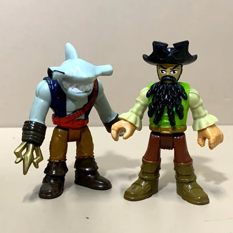 Set Imag-inext Pirate Adventures Shark Pirate Captain Hook Deckmate Ghost Blackbeards Figures 2.8'' Models Cake Topper Kid Toy