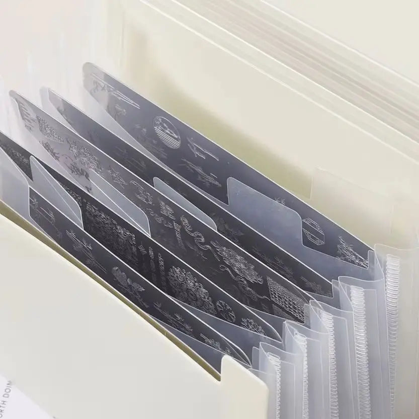 Macaron High-Aesthetic Multi-Layer Accordion File Folder Compact Portable Nail Art Organizer For Nail Stamping Plate Storage