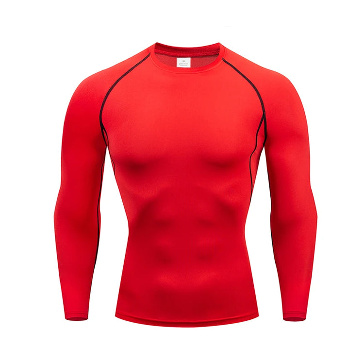 1pcs Men's Long-sleeved Thermal Underwear Male Thin Tight Fitting Fast Dry Elastic Fitness Tops Man Autumn Winter Sprots Wear