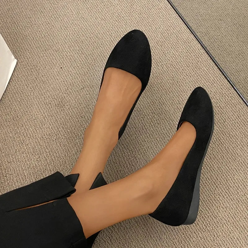 Fashion new coat Solid color large light mouth women's suede comfortable flat shoes women's Zapatos De Mujer