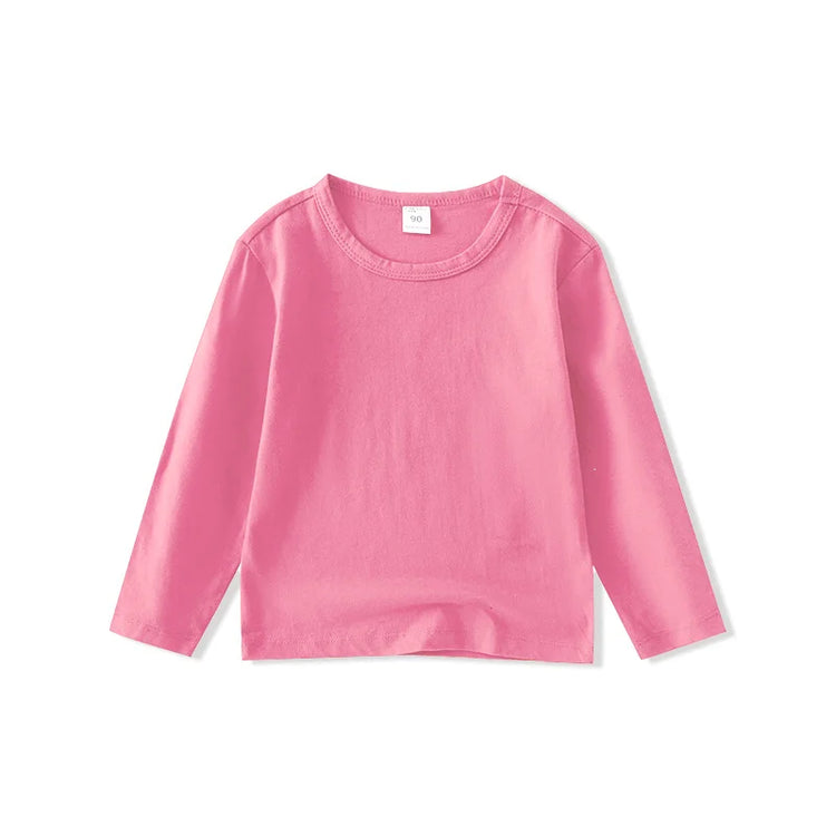 Autumn Spring Cotton Children T-shirt  Boys Girls Tees Long Sleeve White Shirt Kids Tops Baby Clothes Solid Black Blue Yellow