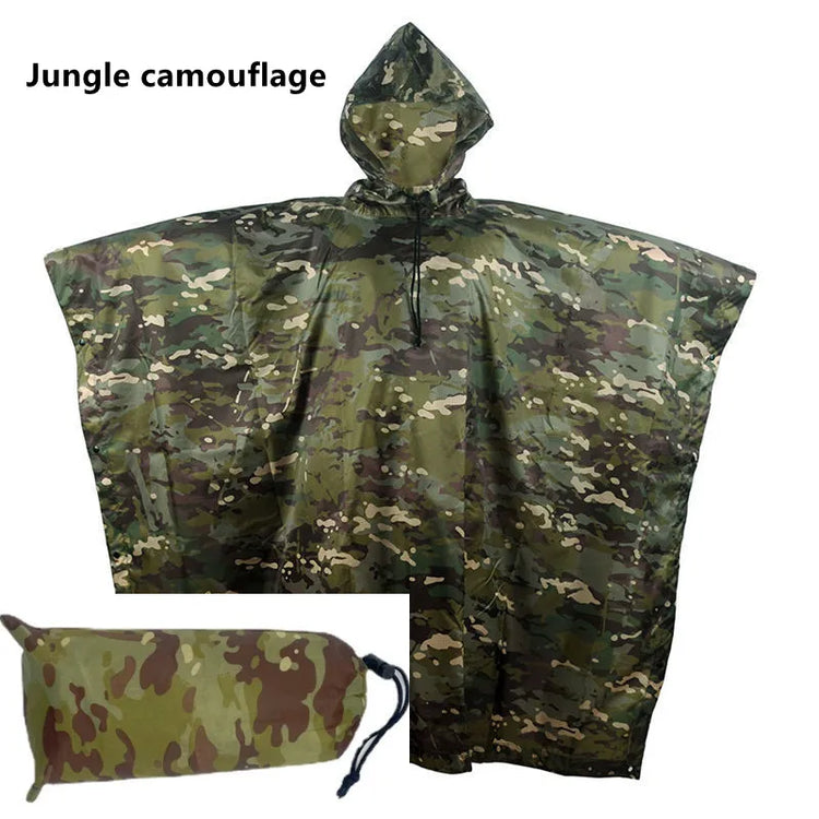 Outdoor Breathable Camouflage Poncho Jungle Tactical Raincoat Birdwatching Hiking Hunting Ghillie Suit Travel Rain Gear