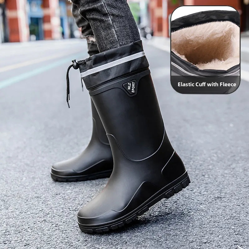 German Style Waterproof Rain Boots Men's Anti-Slip High Tube Long Camping Fishing Snake Bite Proof Thickened Rubber Shoes