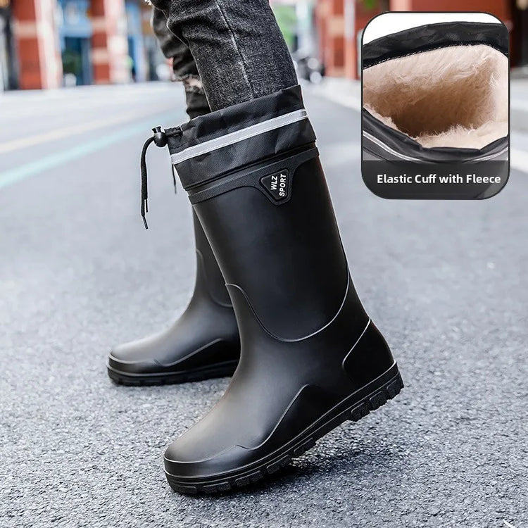 German Style Waterproof Rain Boots Men's Anti-Slip High Tube Long Camping Fishing Snake Bite Proof Thickened Rubber Shoes