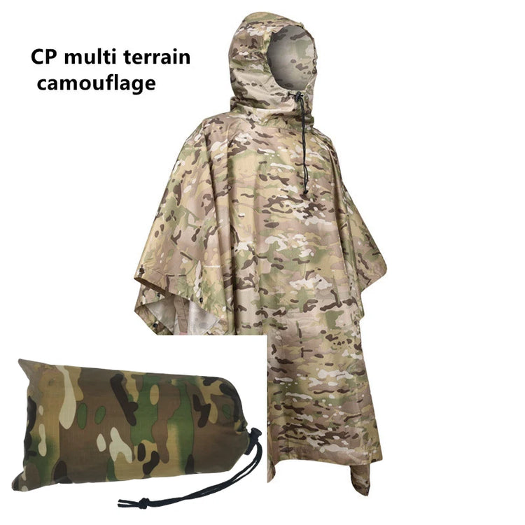 Outdoor Breathable Camouflage Poncho Jungle Tactical Raincoat Birdwatching Hiking Hunting Ghillie Suit Travel Rain Gear