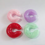 Fashion 4pcs C Shaped Acrylic Ear Clip for Women Simple Gold Silver Color No Pierced Round Earrings Punk Female Jewelry