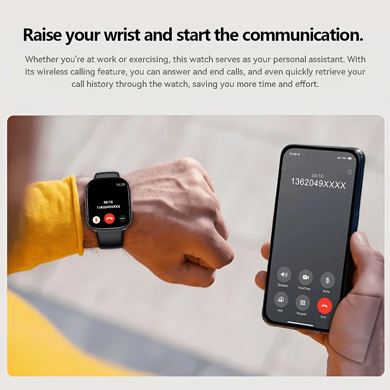 Smart Watch With Wireless Calling, 1.88 TFT Display, Multiple Sports Modes, Call and Message Notifications, AI Voice Control, Sleep & Music Monitoring, Remote Camera, Alarm Clock, Calculator, USB Rechargeable Lithium Polymer